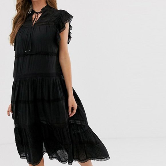 EUC Free People Black Sheer Midnight Midi Dress - Picture 6 of 10